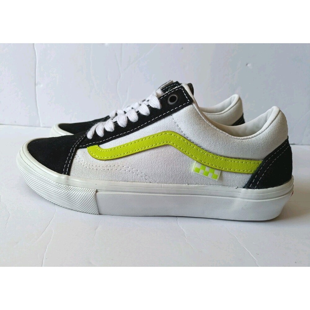 Vans Old Skool Shoes Men's Size 7 Neon True White Yellow Low Top Sneakers